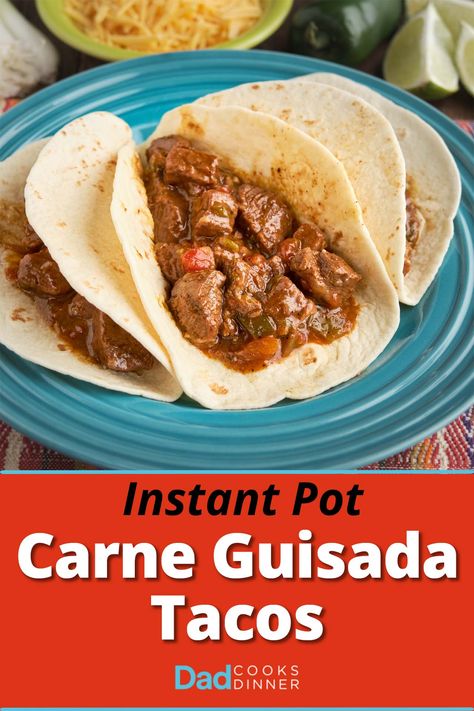 Carne Guisada Recipe Mexican, Carne Picada Recipes, Pressure Cooker Stew, Guisada Recipe, Mexican Casseroles, Mexican Beef Stew, Instant Pot Stew, Taco Filling, Carne Guisada