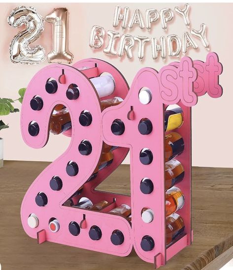 21 mini bottle decor 21st Birthday Centerpieces, Table Decorations For Party, Liquor Bottle Holder, 21st Birthday Favors, 21st Birthday Basket, 21st Birthday Diy, Liquor Bouquet, Photo Shoot Props, Wine Bottle Stand