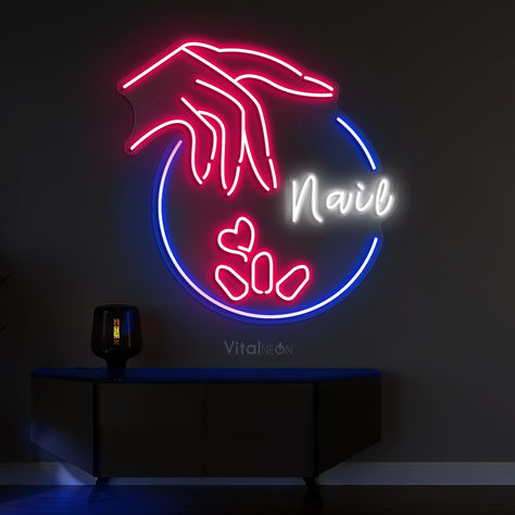 Brighten your space with our Nails Neon Sign! This nail neon light is perfect for wall decor in nail salons and beauty rooms, adding a stylish touch to any setting. Ideal for shop and party decor, it also works beautifully as neon lights for bedrooms and shop rooms. Durable and easy to install, our vibrant neon sign enhances your decor and creates an inviting atmosphere. Transform your space with this eye-catching piece today! #NailsNeonSign #NailNeonLight #NailSalonDecor #BeautyRoomDecor Decor For Nail Salon, Neon Sign For Nail Salon, Nail Salon Neon Sign, Nails Led Sign, Dimension Nails, Neon Lights For Bedroom, Neon Light Wall Decor, Neon Light Wall, Light Wall Decor