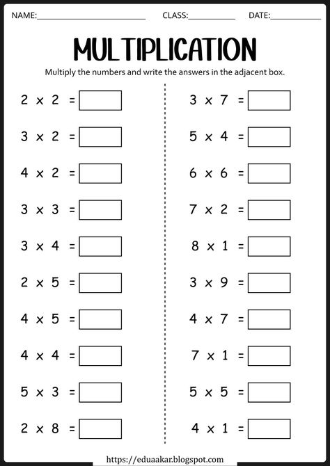 3rd Grade Math Worksheets Multiplication, Maths Multiplication Worksheets, Multiplication For Beginners, Easy Multiplication Worksheets, Multiplication Homework, Multiplication Worksheets 3rd Grade, Multiplication Worksheets For Grade 2, 3rd Grade Multiplication Worksheets, Third Grade Multiplication Worksheets