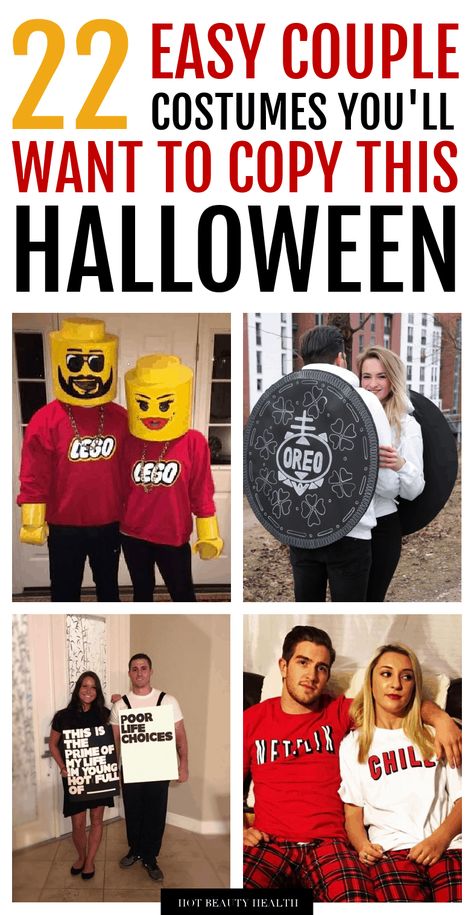 Easy Halloween Couple Costumes, Clever Couple Costumes, Costume Halloween Duo, Easy Diy Couples Costumes, Last Minute Couples Costumes, Halloween Couple Costumes, Last Minute Kostüm, Karneval Diy, Easy Couple Halloween Costumes