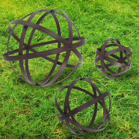 Garden Spheres, Metal Sculptures Garden, Garden Balls, Decorative Spheres, Rustic Shabby Chic, Sphere Ball, Rusty Metal, Outdoor Statues, Metal Ball