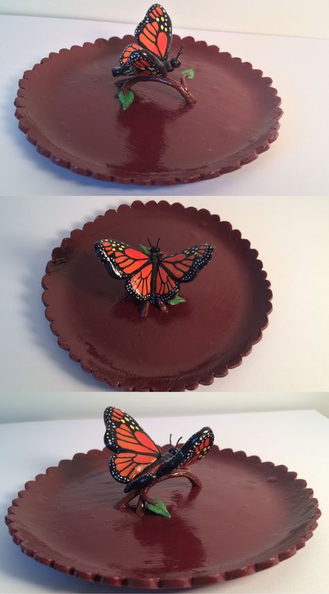 Clay Crafts Butterfly, Butterfly Ashtray Clay, Clay Art Butterfly, Butterfly Clay Tray, Polymer Clay Jewelry Tray, Clay Art Plate, Butterfly Clay Art, Air Dry Clay Butterfly, Butterfly Ceramics