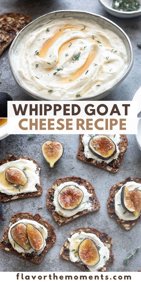 Goat Cheese Butter, Pears And Goat Cheese, Cucumber Goat Cheese Appetizer, Goat Cheese Puree, Goat Cheese Brulee, Sweet Potato Recipes Goat Cheese, Goat Cheese Bread Appetizer, Creamy Goat Cheese Dip, Sweet Goat Cheese Dip