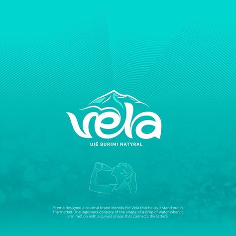 Vela Water :: Behance Water Brand Identity, Bottled Water Logo, Mineral Water Logo, Mineral Water Brands, Aesthetic Codes, Water Bottle Label Design, A Drop Of Water, Water Branding, Bottle Label Design