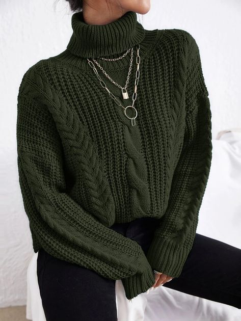 Black Turtle Neck Outfit Women, Turtle Neck Outfit Women, Turtle Neck Outfits, Turtleneck Outfit, Pullover Outfit, Turtle Neck Jumper, Black Knit Sweater, Mode Casual, Knitwear Women