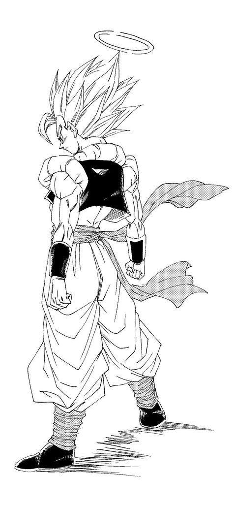 Super Saiyan Drawing, Ssb Gogeta, Gogeta And Vegito Drawing, Gogeta Sketch, Goku Side View, Dragonball Manga Panels, Dragon Ball Z Gogeta, Vegito Gogeta, Perfect Cell Manga