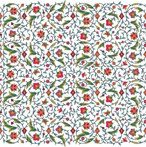 Arabesque arabic seamless floral pattern... | Premium Vector #Freepik #vector #persian #persian-pattern #islamic-decoration #ottoman-pattern Arabic Pattern Design, Branches With Flowers, Wedding Illustration Card, Islamic Design Pattern, Motif Arabesque, Islamic Motifs, Turkish Pattern, Seamless Floral Pattern, Islamic Patterns