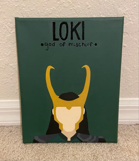 Loki Painting, Loki Painting Canvas, Marvel Canvas Art, Marvel Canvas, Avengers Painting, Marvel Diy, Marvel Paintings, Cute Paintings, Easy Paintings