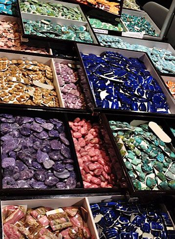 Sensory Overload! That’s the Tuscon Gem and Mineral Show | Wubbers University Blog Advice for going to the Tuscon shows.  Someday I'm going to go! Store Layout Ideas, Witchy Store, Arizona Bucket List, Polished Rocks, Spiritual Shop, Space Iphone Wallpaper, Sparkly Crystals, Tucson Gem Show, Organize Craft Supplies