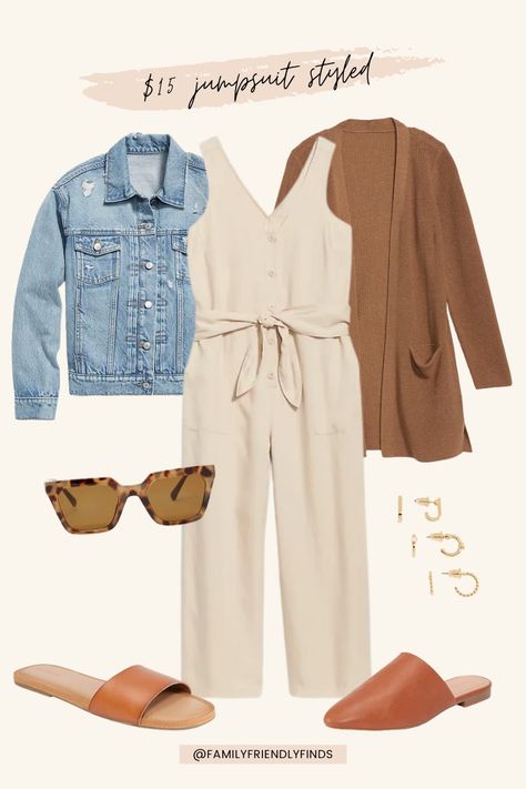 Chic Beige Jumpsuit With Relaxed Fit, Cream Short-sleeved Jumpsuit For Spring, Cheap Neutral-colored Relaxed Fit Jumpsuits And Rompers, Casual Beige Jumpsuits And Rompers, Affordable, Summer Neutral-colored Jumpsuits And Rompers With Pockets, Jumpsuit Styling, Comfortable Chic Outfits, Spring Jumpsuits, What To Wear Today