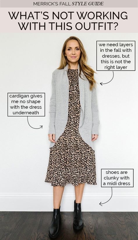 Wearing A Cardigan With A Dress, How To Wear Cardigans With Dresses, How To Style A Dress For Fall, Boxy Dress Outfit, Transition To Fall Outfits, Midi Dress With Cardigan, Dress With Cardigan Outfit, Cardigan Over Dress, Styling Basics