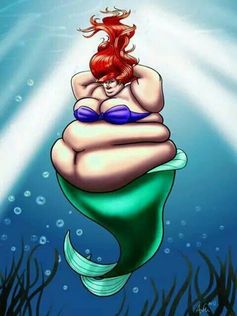 Super Size Mermaid. Fat Disney Princesses, Live Mermaids, Ariel The Mermaid, Fat Mermaid, Fat Cartoon, Acceptance Quotes, Mermaid Artwork, Plus Size Art, Cartoon Drawing Tutorial