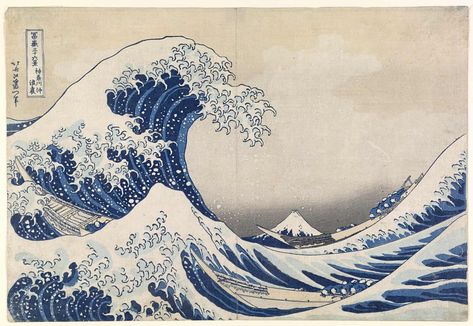 Japanese Wave Painting, Hokusai Paintings, Hokusai Great Wave, No Wave, Wave Drawing, Wave Poster, Japanese Colors, The Great Wave, Japanese Waves