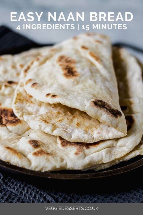 Easy Naan Bread, Easy Naan, Gluten Free Naan, Naan Bread Recipe, Pain Naan, Homemade Naan, Yeast Free Breads, Homemade Naan Bread, Recipes With Naan Bread