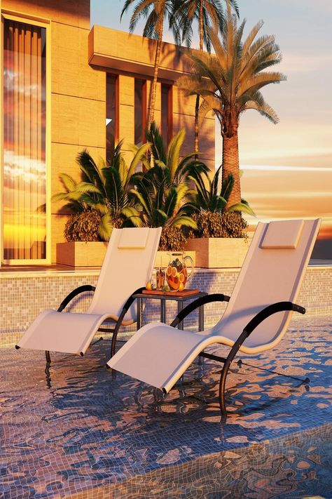 $129.90 .😍 .👌 . Patio Chaise Lounge Set of 3, Outdoor Pool Lounge Chair Beach Sunbathing Lawn Lounger Recliner Chair, Backrest Tanning Chairs with Arm & Side Table for All Weather, Poolside, Deck, Balcony, Backyard Pool Chaise Lounge Chair, Lounge Chair Ideas, Shelves For Shoes, Beach Sunbathing, Pool Lounge Chair, Tanning Chair, Balcony Backyard, Pool Chaise Lounge, Pool Chaise