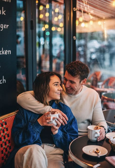 Couple Photography Poses In Cafe, Cafe Pose Ideas Couple, Couple Poses At Cafe, Cute Couple Photos In Cafe, Couple Photoshoot In Cafe, Couple Shoot In Cafe, Cafe Couple Photoshoot Ideas, Cafe Photoshoot Ideas Couple, Cafe Pre Wedding Shoot