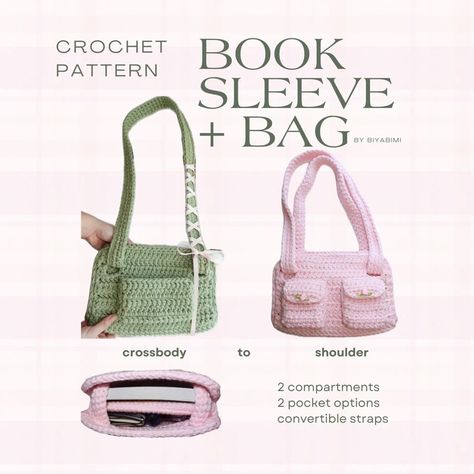 Knitted Book Bag, Crochet Book Bag Pattern, Crochet Back To School Ideas, Back To School Crochet Ideas, Crochet Big Bag, How To Crochet A Bag, Book Bag Crochet, Book Sleeve Crochet Pattern, Book Bag Pattern