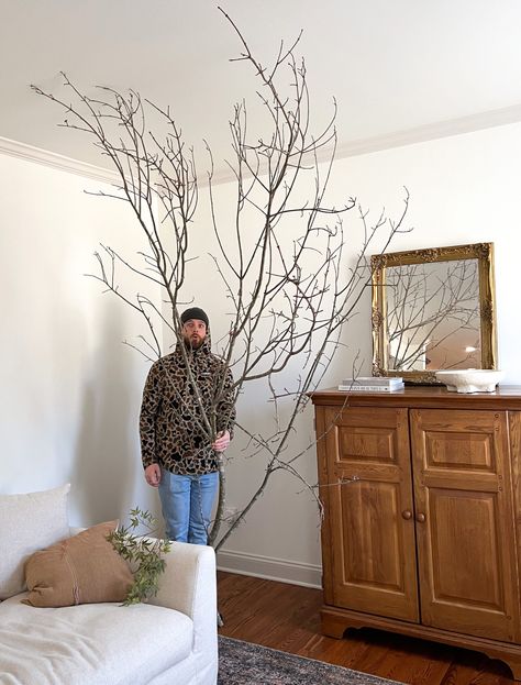 DIY Faux Tree - Get the Look for Much Less - Chris Loves Julia Dried Tree Decor, Vase With Faux Branches, Tree Branch In Vase, How To Make Fake Tree Branches, Large Tree Branch Decor, Real Branches Decor, Natural Branches Decor Diy Ideas, Diy With Branches, Diy Huge Christmas Decorations