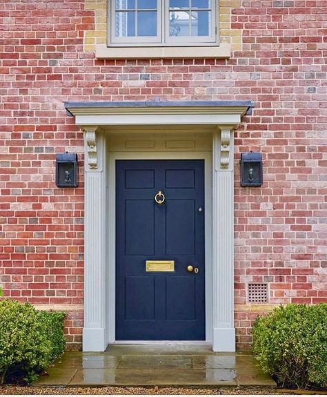 Georgian Entryway, Front Door Surround, Victorian Front Doors, Front Door Canopy, Georgian Doors, Traditional Front Doors, Victorian Door, Garage Door Design, Door Canopy