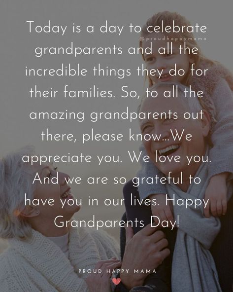 Wish your grandparents a Happy National Grandparents Day with one of these inspirational Happy Grandparents Day Quotes! #grandparentsday #grandmaday #grandpaday #happygrandparentsday Happy Grandparents Day Quotes, Grandparents Day Poem, Grandparents Day Quotes, Baby Shower Clothes, Grandson Quotes, Grandpa Quotes, Granddaughter Quotes, Quotes About Grandchildren, National Grandparents Day