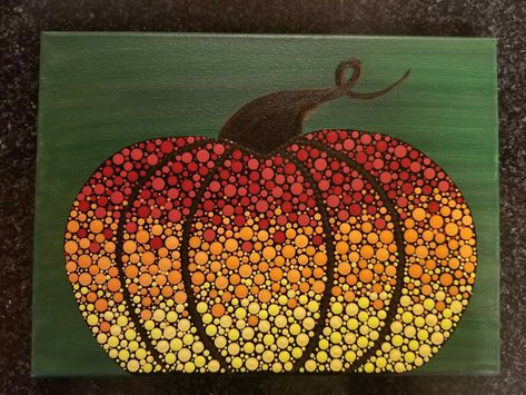 Pumpkin Dot Painting, Dot Art Halloween, Dot Painting Pumpkin, Pumpkin Pointillism, Fall Dot Painting, Pumpkin Dot Art, Halloween Mandala Art, Fall Dot Art, Halloween Dot Painting