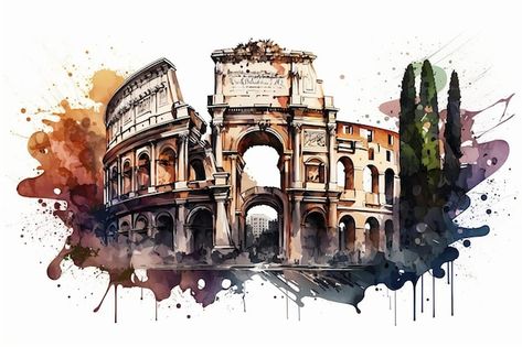 Colosseum Rome, Realistic Drawings, Vector Design, Rome, Vector Images, Art Journal, Watercolor Paintings, Stock Photos, Architecture