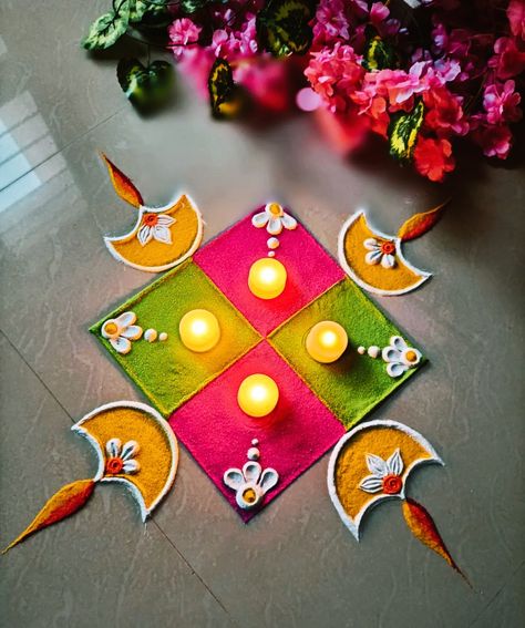 Chhoti Diwali Rangoli Design, Diwali Rangoli Image, Easy Rangoli Diwali Designs, Best Rangoli Designs For Diwali Creative, Easy Diwali Rangoli Ideas, Rangoli Designs Very Easy, Diwali Rangoli Designs Simple And Easy, Rangoli In Diwali, How To Make Rangoli Design