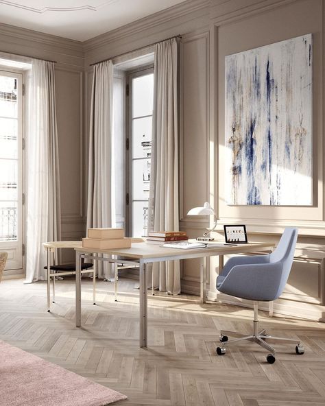 Classic Office Design Luxury, Parisian Home Office, Classic Office Design, Paris Office, Parisian Home, Paris Interiors, Modern Home Offices, Parisian Interior, Shared Office Space