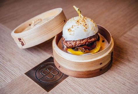 Bao Restaurant, Pork Belly Bao, Street Food Design, Unique Burgers, Food Logo Design Inspiration, Street Food Market, Central Hong Kong, Burger Places, Cronut