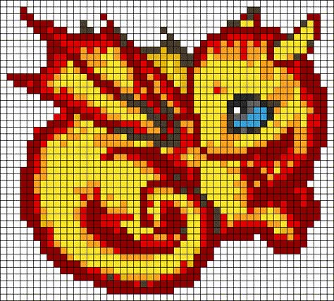 Pixel Art Pattern Dragon, Dragon Perler Bead Patterns, Dungeons And Dragons Alpha Pattern, Dnd Alpha Patterns, Dragon Pixel Art Grid, Dragon Tapestry Crochet, Pixel Art Difficile, Dragon Alpha Pattern, Pixel Art Dragon