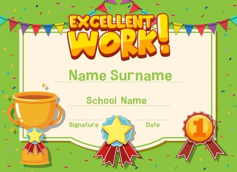 Employee Awards Certificates, Creative Certificate, Certificate Ideas, Graduation Certificate Template, Art Certificate, Certificate Format, Certificate Of Achievement Template, Kids Awards, Graduation Certificate