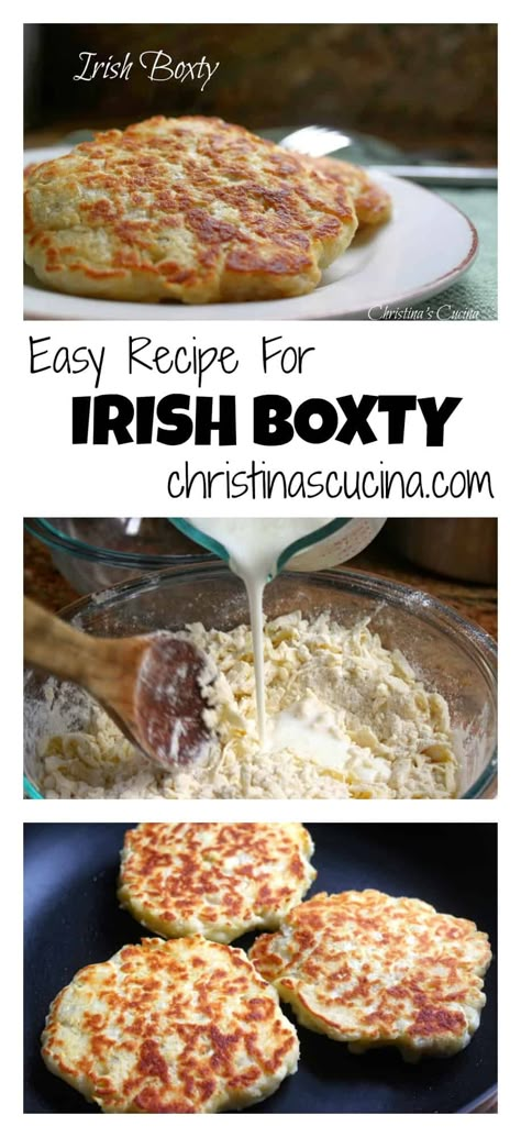 Traditional Irish boxty are fabulous potato pancakes which can be eaten for any meal of the day. If you love potatoes, this is for you! #potatoes #pancakes #boxty #irish Boxty Recipe Irish, Boxty Recipe, Irish Boxty, Irish Potato Pancakes, Irish Desserts Traditional, Irish Dinner, Irish Recipes Authentic, Irish Desserts, Irish Foods