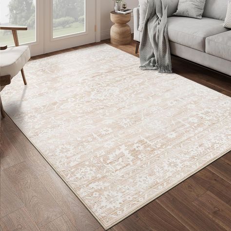 Amazon.com: Soalmost 9x12 Area Rugs for Living Room, Stain Resistant Neutral Washable Rugs for Dining Room, Bedroom, Floral Vintage Non-Slip Extra Large Area Rug(Beige, 9'x12') : Home & Kitchen Extra Large Area Rugs, Bedroom Floral, Rugs For Dining Room, Beige Living Rooms, Cottage Living Rooms, White Carpet, 5x7 Area Rug, 6x9 Area Rugs, 9x12 Area Rugs