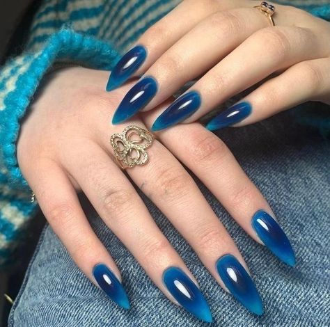 French Manicure Long Nails, Punk Nails, Pretty Gel Nails, Blue Nail, Jelly Nails, Kawaii Nails, Dream Nails, Funky Nails, Pretty Acrylic Nails