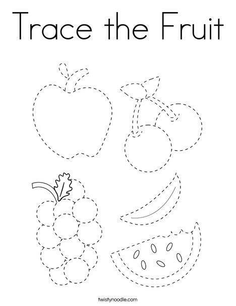 Trace the Fruit Coloring Page - Twisty Noodle Fruit Worksheet, Shape Worksheets For Preschool, Fruit Coloring, Preschool Tracing, Fruit Coloring Pages, Free Preschool Printables, Pre Writing Activities, Tracing Worksheets Preschool, Kids Worksheets Preschool