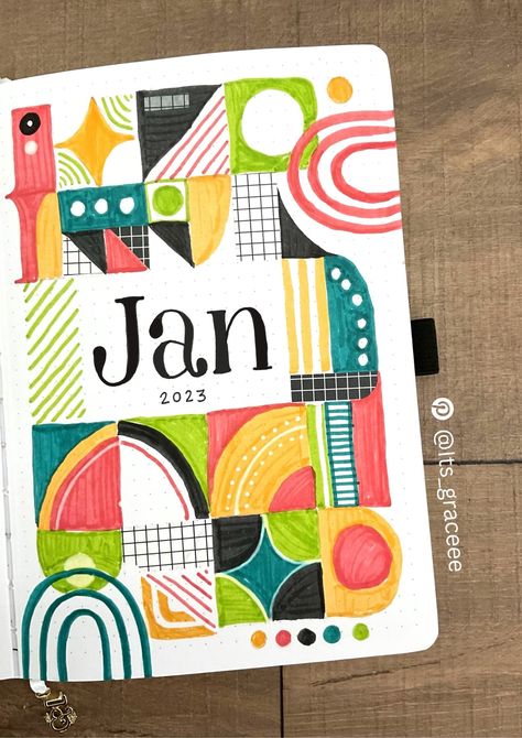 Hey people! This month I was inspired by @amandarachlee's 2023 BuJo Setup Video, and I created this, fun, bold, colorful setup, that I absolutely LOVE! 2023 Bujo, 2023 Bullet Journal, Bullet Journal Ideas Templates, Journal 2024, Journal Design Ideas, Bullet Journal Design, Bullet Journal Paper, Bulletin Journal Ideas, Bullet Journal Diy