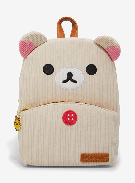 Make sure you have the bear-y cutest backpack for your adventures! This mini backpack features a corduroy Korilakkuma design and has a front zipper charm of Kirroitori wearing a bear headband. Comes with interior zipper & drop pockets. Rilakkuma Merch, Rilakkuma Backpack, Cute Small Backpacks, Bear Headband, Stationary Bag, Cute Things To Draw, Rilakkuma Korilakkuma, Mini Backpacks, Plush Backpack