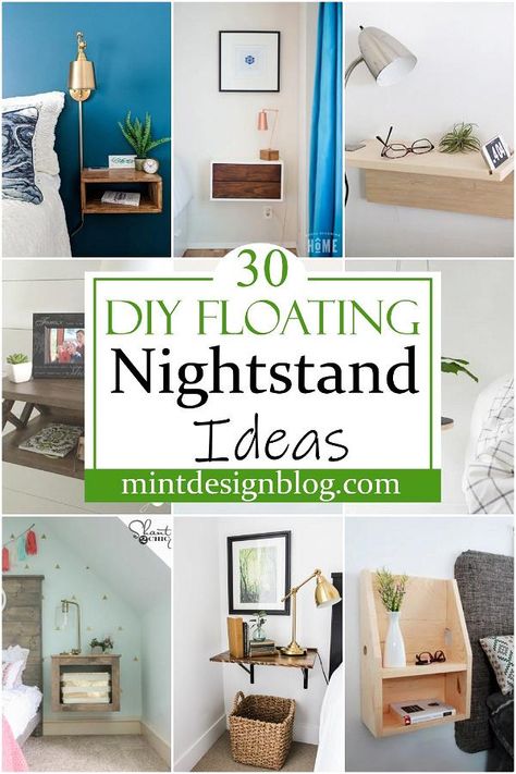 DIY Floating Nightstand Ideas 2 Shelf Instead Of Nightstand, Shelf Nightstand Floating, Bedside Table For Small Bedroom, Wall Mounted End Tables Night Stands, Side Table For Small Bedroom, No Space For Bedside Table Ideas, Narrow Nightstand Ideas Diy, Bedroom Nightstand Alternatives, Diy Floating Nightstand Ideas