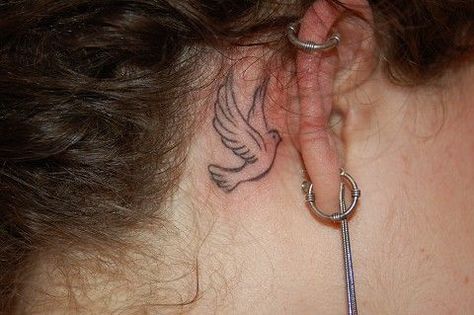 Small Ear Tattoos | Ear tattoos Small Ear Tattoos, Tattoo Dove, Tattoos Ear, Vintage Clock Tattoos, Inner Ear Tattoo, Behind Ear Tattoos, Jessica Anderson, Heaven Tattoos, Dove Tattoo