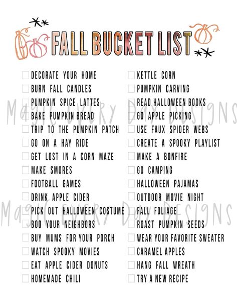 Family Fall Activities, Fall Bucket List Printable, Fall Checklist, Fall Family Activities, Fall Challenge, Halloween Bucket List, Freetime Activities, Bucket List Printable, Fall Planner