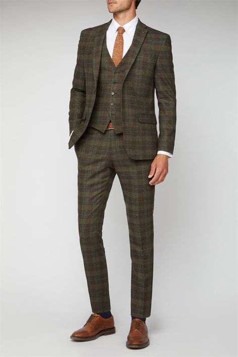 Checked Suits Men, Green Tweed Suit, Wedding Fest, Plaid Suit Men, Mens Tailored Suits, Mens Tweed Suit, Brown Tweed Suit, Checkered Suit, Suits Groom