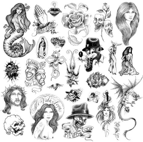 Once a Style Exclusive to Chicanos, Black-and-Gray Tattoos Are Now Taking Over the World Chicano Tattoo Designs, Mr Cartoon Tattoo, Cholo Tattoo, Filler Tattoo Designs, Tato Tradisional, Chicanas Tattoo, Mexican Art Tattoos, Tattoo Filler, Chicano Style Tattoo