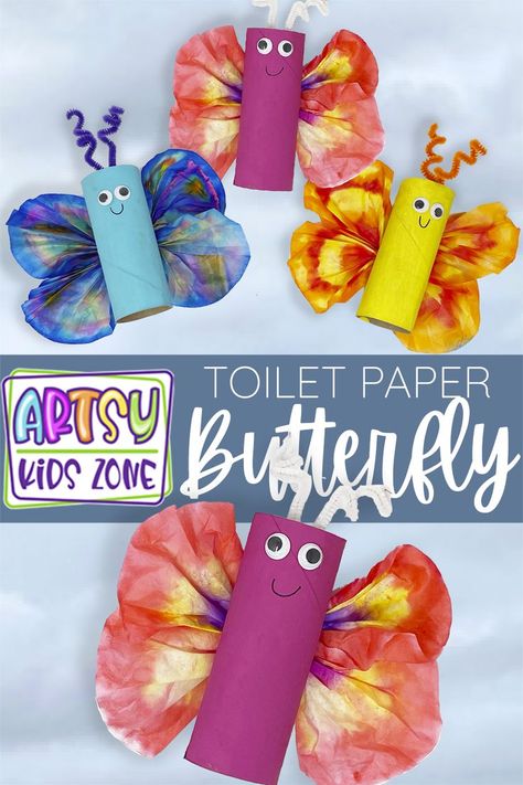 Butterfly Craft For Kids, Kindergarten Art Activities, Paper Butterfly Crafts, Kids Toilet, Roll Craft, Toilet Roll Craft, Butterfly Craft, Insect Crafts, Coffee Filter Crafts