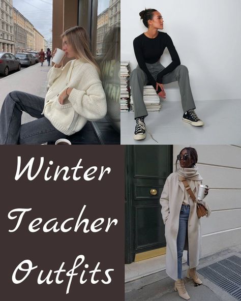 37 Perfect Winter Teacher Outfits For Cozy Classroom Style - ljanestyle Teacher Cozy Outfit, Winter Outfit For Teachers, Cold Day Teacher Outfit, Winter Teacher Shoes, Cozy Winter Work Outfit, Teachers Winter Outfits, Teacher Outfits Rainy Day, Cold Day Outfits For Work, Warm Teacher Outfits Winter