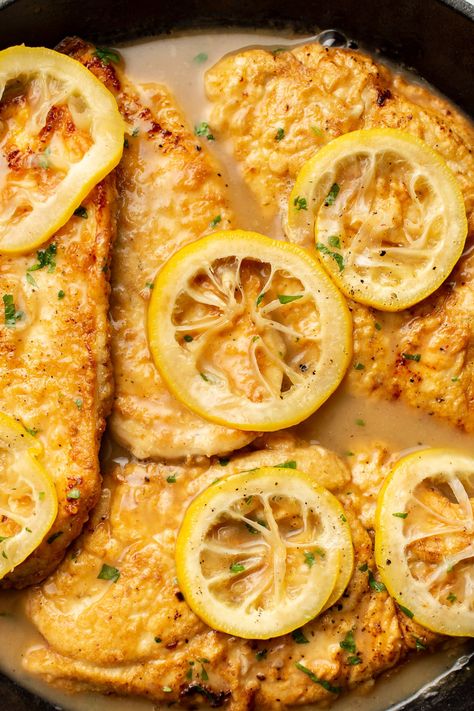 This Chicken Francese recipe has tender, juicy chicken in a bright lemon sauce! It's simple to make this restaurant favorite in your own kitchen. Chicken Francaise Recipe Easy No Wine, Lobster Scampi, Chicken Francaise Recipe, Chicken Francese Recipe, Chicken Francaise, Mushroom Crepe, Cutlet Recipes, Sweet Potato Recipes Mashed, Chicken French