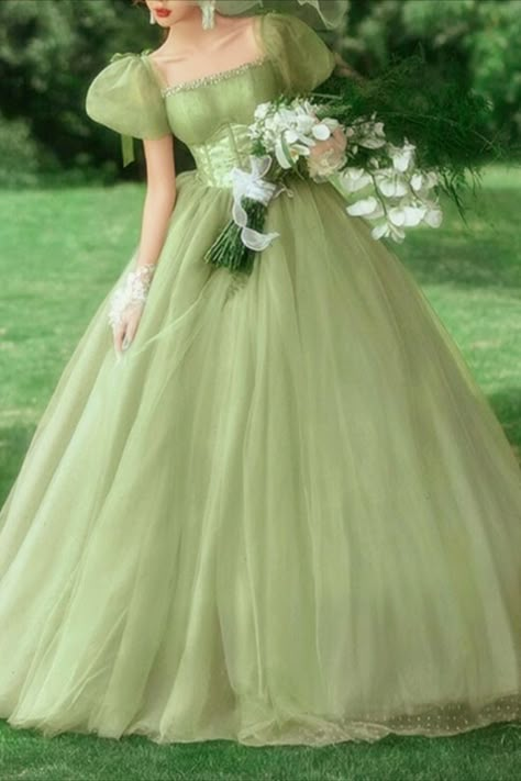 Forest Themed Quince, Enchanted Theme Party, Enchanted Theme, Themed Prom Dresses, Enchanted Dress, Xv Dresses, Green Ball Gown, Forest Dress, Party Dress Inspiration