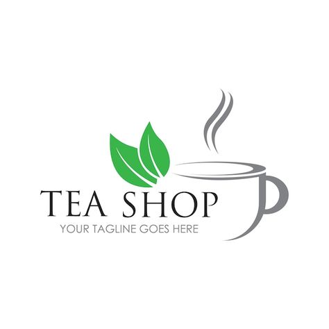 Vector tea shop | Premium Vector #Freepik #vector #cup-logo #coffee-logo #cafe-logo #mug-logo Tea Shop Logo Design Ideas, Tea Logo Design Ideas, Tea Brand Logo, Tea Cup Logo, Tea Shop Logo, Tea Logo Design, Podcast Branding, Mug Logo, Logo Cafe