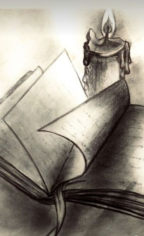 Burning Book Drawing, Pencil Art Drawings Scenery, Literature Drawing Ideas, Books Drawing Sketches, Pencil Art Abstract, Still Life Drawing Pencil, Book Sketch Drawing, Easy Still Life Drawing, Book Sketch