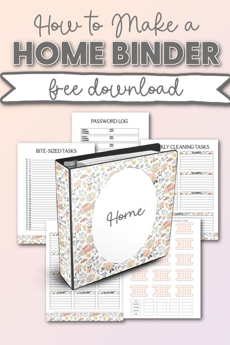 Home Management Binder Ideas, Free Home Management Printables, House Binder Printables Free, Home Organization Planner, Home Information Binder, Binder Planner Printables Free, House Management Binder, Family Management Binder, Home Organization Binder Printables Free